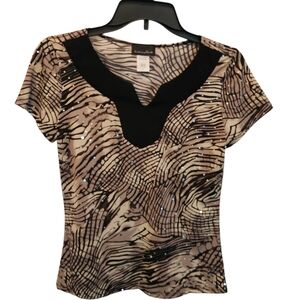 Brittany Black Dressy Top / Sparkles Sz S Made In USA